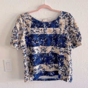 Anthropologie Blue and Beige Top